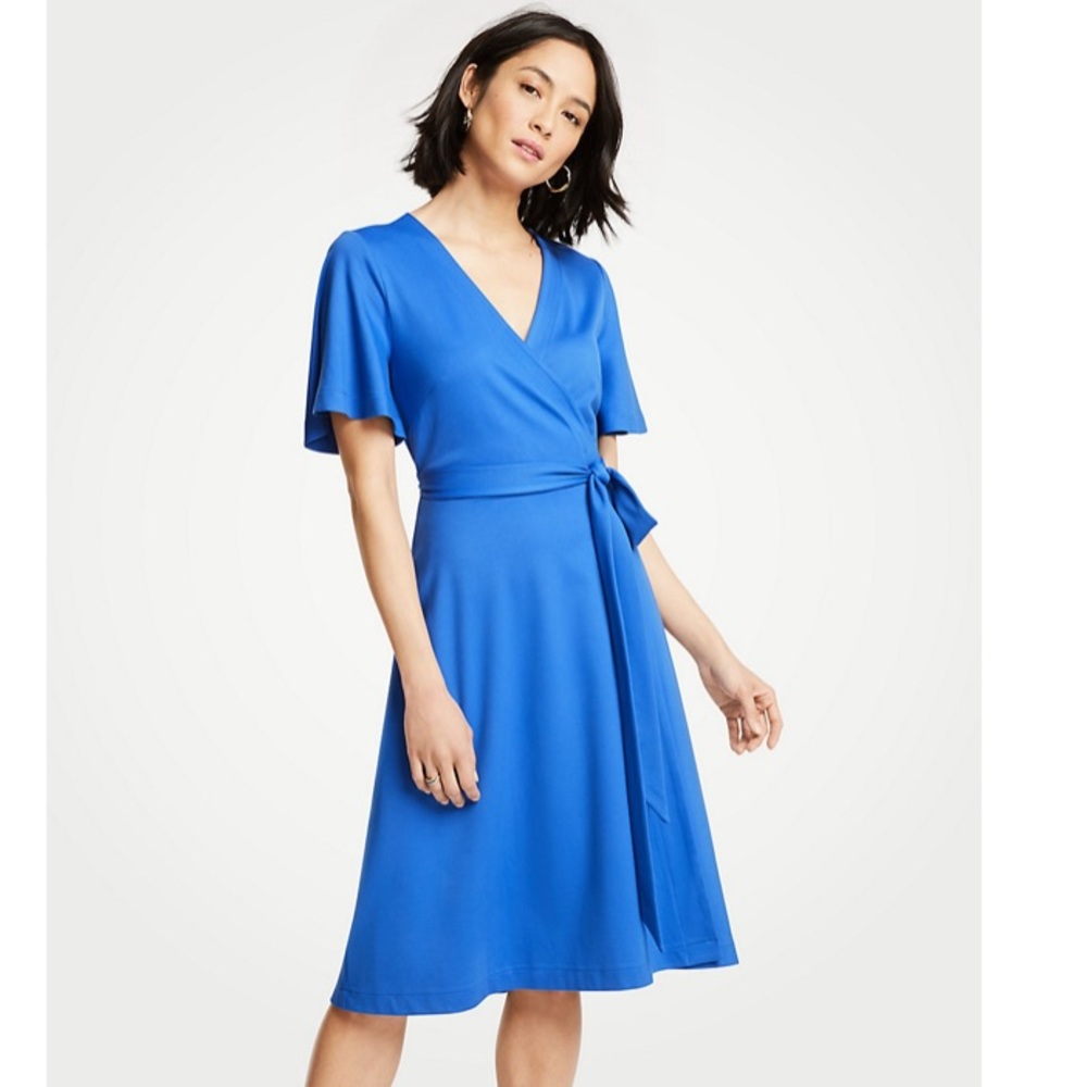 Petite Flutter Sleeve Wrap Dress